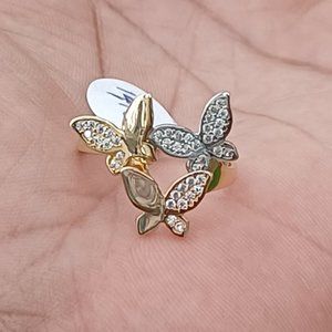 14kt solid gold try color butterfly ring size 7
